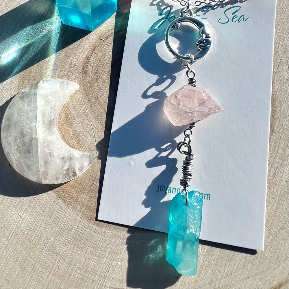 Blue Luna Aura Quartz Necklace - Picture 2 of 5